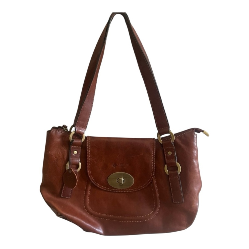 Cristina (Firenze) Vintage Classic and Beautiful Brown Italian Leather Tote Bag